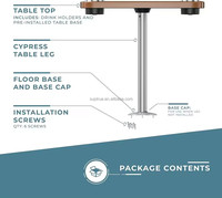 Suptrue Vente en gros : Nouvelle table à manger amovible et réglable en teck laqué, avec pieds de table mobiles en alliage d'aluminium pour camping-car, pour l'exportation