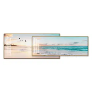 Customization Seascape Sea Gull Beach Acrylic Art Prints Canvas Oil Painting Wall Picture Glass Art for Sofa Background