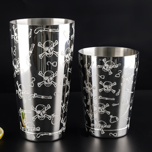 <span class=keywords><strong>Shaker</strong></span> à cocktails Boston en acier inoxydable gravé au laser sur mesure, motif crâne <span class=keywords><strong>Tiki</strong></span>, pour la vente en gros de matériel de bar en vrac - Product Image 3