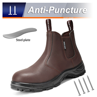 Chaussures de Sécurité JIANKUN S3 Sans Lacets en Cuir Lisse, Bottes Embout Acier Anti-Écrasement/Perforation, Plaque Anti-Statique pour Hommes, Travail OEM/ODM