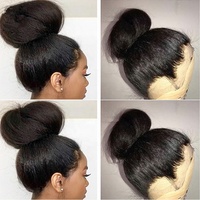 Perruque en dentelle 360 avec queue de cheval tressée en chignon pour femmes noires Yaki, cheveux indiens bruts de haute densité, pré-épilés, cuticules alignées