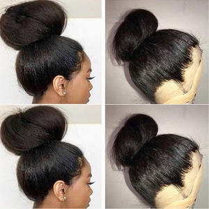 Perruque en dentelle 360 avec <span class=keywords><strong>queue</strong></span> <span class=keywords><strong>de</strong></span> <span class=keywords><strong>cheval</strong></span> tressée en chignon pour femmes noires Yaki, <span class=keywords><strong>cheveux</strong></span> indiens bruts <span class=keywords><strong>de</strong></span> haute densité, pré-épilés, cuticules alignées - Product Image 3