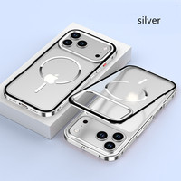 Funda para Teléfono con Marco Magnético de Metal y Parte Trasera Transparente de PC, con Hebilla Elástica y Cierre a Presión, para iPhone 17 Pro Max 16, Cubierta Protectora de Aluminio