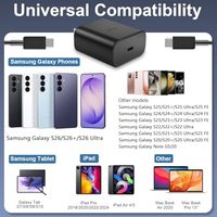 Chargeur Super Rapide 45W USB Type C avec Câble de Charge Rapide pour Téléphone Android, Bloc de Charge Rapide pour Samsung Galaxy S26/S26+/S25+