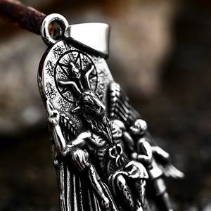 Colgante Impermeable Yunnique de Acero Inoxidable con Patrón de Baphomet Tallado Vintage, Símbolo Satánico, Amuleto Retro, Regalo de Joyería Unisex - Product Image 5