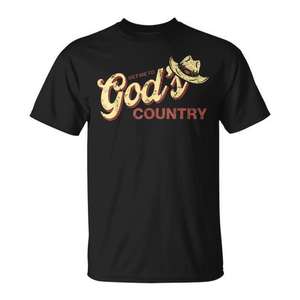 T-shirt Get Me To God's Country, design vintage avec chapeau de campagne, noir, pour hommes - Product Image 1