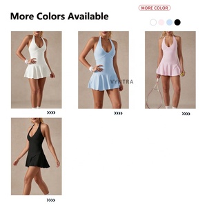 Tenue de sport sans manches personnalisée, coupe ajustée, pour femmes, tennis, <span class=keywords><strong>golf</strong></span>, pickleball, exercice, robe avec shorts intégrés et poches - Product Image 5
