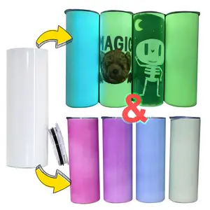 USA Warehouse stocked 20oz Stainless Steel straight sublimation blank UV color change and glow in dark tumbler
