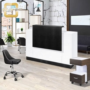 Mostrador de Recepción Moderno de Alta Gama en Blanco y Negro con Mármol de Lujo para Salón de Belleza y Spa, Mueble de Recepción Premium - Product Image 3