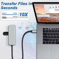Adaptador Multipuerto USB C 4 en 1 con Puerto PD de 100W y 4K HDTV, con USB3.0 de 5Gbps, Divisor de 4 Puertos para PC, Escritorio, Laptop