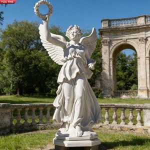 YOUFINE <span class=keywords><strong>Statue</strong></span> d'<span class=keywords><strong>ange</strong></span> volant <span class=keywords><strong>en</strong></span> marbre blanc sculpté à la main grandeur nature, sculpture d'<span class=keywords><strong>ange</strong></span> moderne <span class=keywords><strong>pour</strong></span> l'aménagement paysager extérieur - Product Image 6
