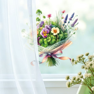 European and American Style Flower Themed Mirror Moisture-proof Wall Stickers for Living Room and Home <strong>Space</strong> <strong>Decoration</strong> - Product Image 2