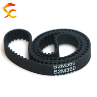 Courroie synchrone en caoutchouc S2M, longueur 360 370 372 380 384 386 390 396 mm, courroie de distribution S2M, largeur 5-15 mm