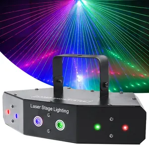 아마존 뜨거운 판매 레이저 빛 사운드 활성화 RGB 효과 저렴한 DJ 레이저 쇼 프로젝터 6 렌즈 레이저 무대 조명