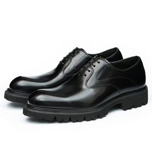 Chaussures habillées élégantes à bout pointu et lacets Derby - Chaussures pour hommes fabriquées à la main en cuir de vache véritable, formelles, pour le bureau, la carrière, imperméables - Product Image 2