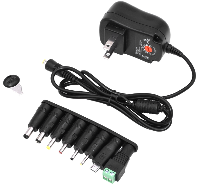 Universal 12W AC/DC US Plug -in Charger With 8 DC Tips High Quality