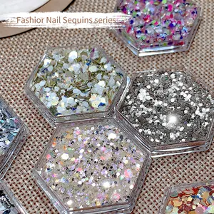 ANNIES 12 Colors Shell Metallic Heart Sequins For Nails Glitter French Nails