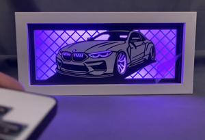 Nouvelle boîte à lumière en bois personnalisée à faire soi-même, cadre en bois, forme <span class=keywords><strong>de</strong></span> voiture, lumière LED 3D, lumière nocturne créative, cadeaux visuels pour les amateurs <span class=keywords><strong>de</strong></span> voitures - Product Image 2