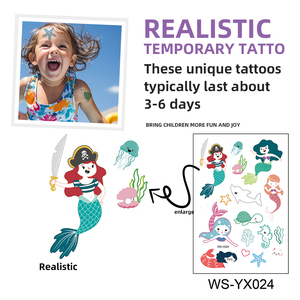 Unicorni personalizzati sirena Mini Robot tatuaggio adesivo ragazze ragazzi impermeabile tatuaggio temporaneo per bambini - Product Image 3
