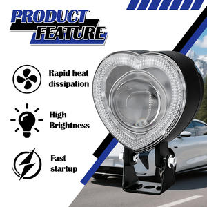 Projecteurs LED en forme de cœur à 5 modes pour moto, feux auxiliaires de conduite RGB, phares antibrouillard étanches IP67 pour voitures et camions - Product Image 6