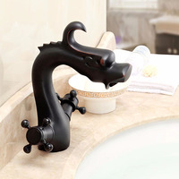 Robinet de lavabo de salle de bain au design rétro de dragon, robinets en cuivre, mélangeur d'eau en laiton