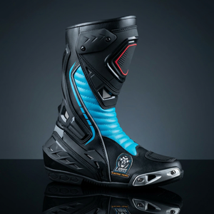 <b>Plastic</b>/PU Upper Mid-Calf Waterproof Motorbike Racing Boots Multi Color Unisex Riding Shoes Black Blue <b>Mesh</b> Lining Zip - Product Image 4
