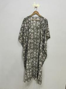 Caftán Corto de Seda Pura, Talla Única, Holgado y Cómodo para Cualquier Talla, Aproximadamente 47 Pulgadas, Proveedor de la India - Product Image 6