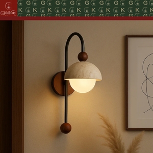 Applique murale réglable GOLDKING en travertin crème naturel et bois de noyer, pour hôtels et résidences modernes, personnalisable OEM ODM, vente directe - Product Image 6
