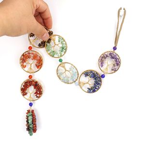 Décoration suspendue en cristal coloré tissé à la main pour TikTok Live, arbre de vie, art déco écologique, salon, <span class=keywords><strong>rideau</strong></span> en métal - Product Image 5