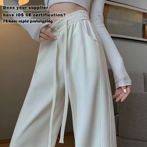 <span class=keywords><strong>Pantaloni</strong></span> della <span class=keywords><strong>tuta</strong></span> lunghi piatti foderati in pile nuovi autunno inverno snelliti Casual a vita alta larghi a gamba dritta Plus-Size - Product Image 1
