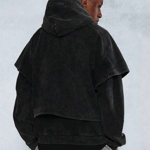 เสื้อฮู้ดดี้วินเทจคุณภาพสูง ผ้าหนา สไตล์สตรีท แต่งแพทช์ ซิปคู่ ทรงโอเวอร์ไซส์ ลุคเรโทร - Product Image 2