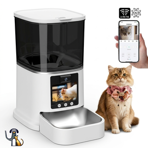 Distributeur automatique de nourriture pour animaux de compagnie avec vidéo IA et audio bidirectionnel, capacité de 6 L, pour le marché européen et néerlandais, Pawty Global - Product Image 1