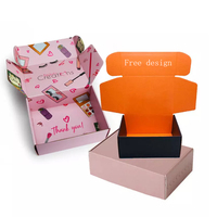Emballage ondulé cosmétique de couleur rose personnalisé, boîte postale en feuille d'or, boîte d'expédition, boîte en papier avec Logo
