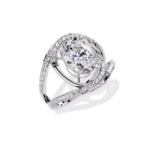 Anillo de Diamante Cultivado en Laboratorio con Corte de Pera y Halo, Oro Sólido de 14k, 18k, Fabricado a Medida en Oro Rosa, Oro Amarillo, Oro Blanco - Product Image 1