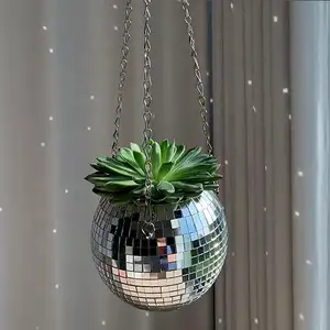 4 Polegada 6 Polegada 8 Polegada Pequena Disco Ball Plant Hanger Plantador Vaso Pot Disco Ball Plantador Rose Gold Copper