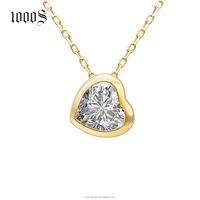 Luxe directement de l'usine : Collier solitaire en moissanite or 14 carats, forme de cœur, or jaune massif