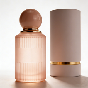 Flacons de <span class=keywords><strong>parfum</strong></span> en verre rose rayé très demandés, 30 ml, 50 ml, 100 ml, design rond de luxe avec couvercles colorés - Product Image 1