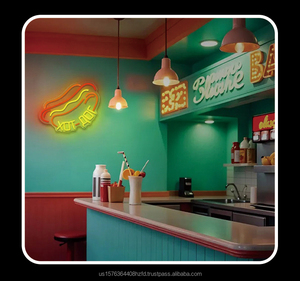 LED neon light hamburger hot dog <b>BBQ</b> shop sign hanging adjustable indicator light <b>indoor</b> outdoor ambient light customizable 5V - Product Image 5