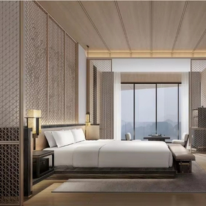 Bảng điều khiển hiện đại vua kích thước giường gỗ thiết lập với điều chỉnh chiều cao cho khách sạn sang trọng bao gồm cả đầu giường nightstands cho phòng khách - Product Image 6