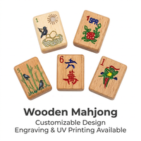 Tuiles de Mahjong en Bois Personnalisées, Motif/Taille Personnalisés, Gravure Double Face/Impression UV, Bois Multi-Sortes, 2 Couches, pour Jeux et Cadeaux