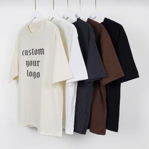 Ropa de calle a granel de algodón Boxy 280 290 300 Gsm de alta calidad para hombre impreso gráfico personalizado de gran tamaño fabricante de camisetas pesadas - Product Image 1