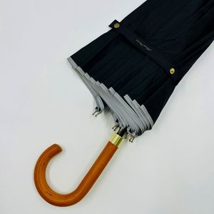 <b>Large</b> Windproof Straight Golf <b>Umbrella</b> Luxury Modern Wood Handle Adult's Waterproof Rain Guard Reflective Piping 190T Pongee - Product Image 3