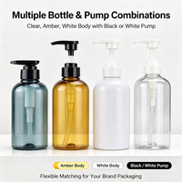 Bouteille distributrice rechargeable en PET de 300 ml et 500 ml pour lotion, shampoing, gel douche, nettoyant, impression personnalisée de logo et d'étiquette couleur