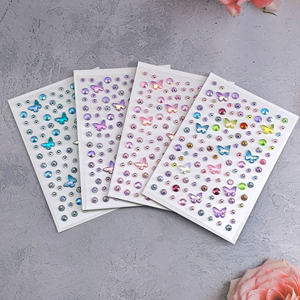 Autocollants Papillons en <span class=keywords><strong>Strass</strong></span> Auto-Adhésifs pour le <span class=keywords><strong>Visage</strong></span>, Accessoires de Rave, Bijoux de Corps et Cheveux, Essentiels pour les Festivals - Product Image 1