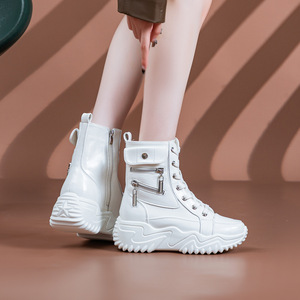 Chaussures de mode coréennes classiques haut de gamme à fermeture éclair pour femmes de petite taille, mi-longues, qui aident à affiner les jambes - Product Image 2