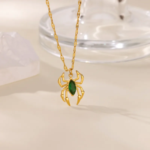 Stylish Spider Shaped Zircon Pendant <b>Necklace</b> For Women Using 304 Stainless Steel & 18K <b>Gold</b> Plated Chain Waterproof Non Fading - Product Image 6