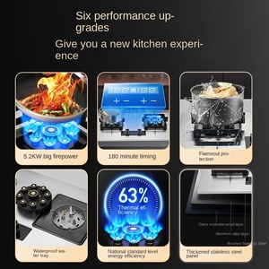 Cuisinière à gaz double à allumage électronique pulsé, design à <span class=keywords><strong>neuf</strong></span> brûleurs, gaz liquéfié, cuisinière de table encastrable, économie d'énergie - Product Image 4