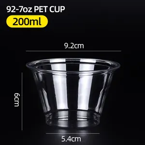 7oz 9oz 200ml 250ml Disposable Plastic Pet Mini Cake Cup Dessert Pudding Cup Snow Cone Ice Cream Container Desert Cup With Lids