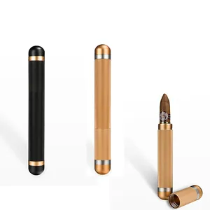 Portable Single Holder Mini Cigars Humidor Light Metal Aluminium Tubes In Black Gold For Cigarscase /box