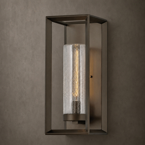 Farmhouse Style Seeded Glass <b>Wall</b> Lantern Bronze Metal Frame Exterior <b>Wall</b> <b>Light</b> For Entryway Patio Decoration - Product Image 2